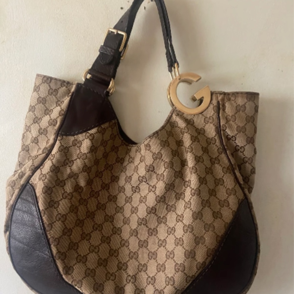 Authentic Gucci GG Monogram Dark Brown and Beige Charlotte Tote Bag - Picture 3 of 14